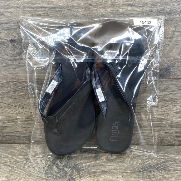 Flojos Memory Foam Flat Flip Flop Thong Sandals Adult Size 8 US Black - Picture 11 of 12